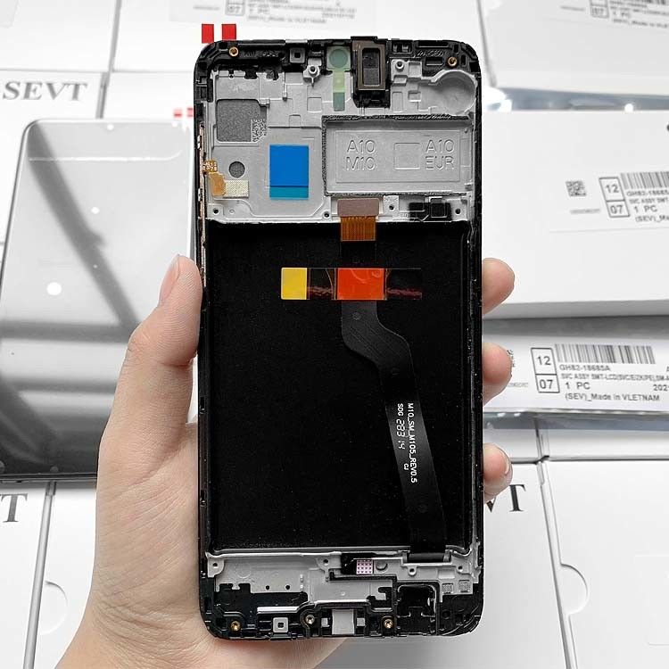삼성전자 M10 휴대전화 터치 스크린 디스플레이용 프레임과 함께 M10 LCD 갤럭시 M105 오리지널 서비스 팩 LCDS 판탈라